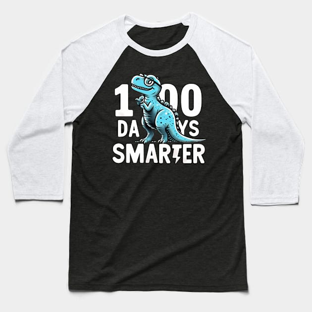 100 Days Smarter - Dinosaur Baseball T-Shirt by ANSAN